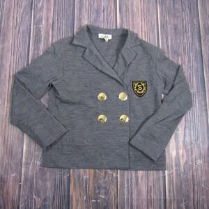 Sonia By Sonia Rykiel Button-Up Womens 38 Gray Wool Crest Blazer Granny Core